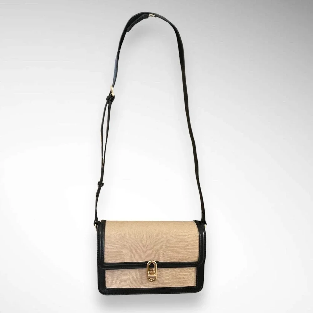 JULES KAE Black and Tan/Beige Mia Vegan Satchel Purse‎ | NWT